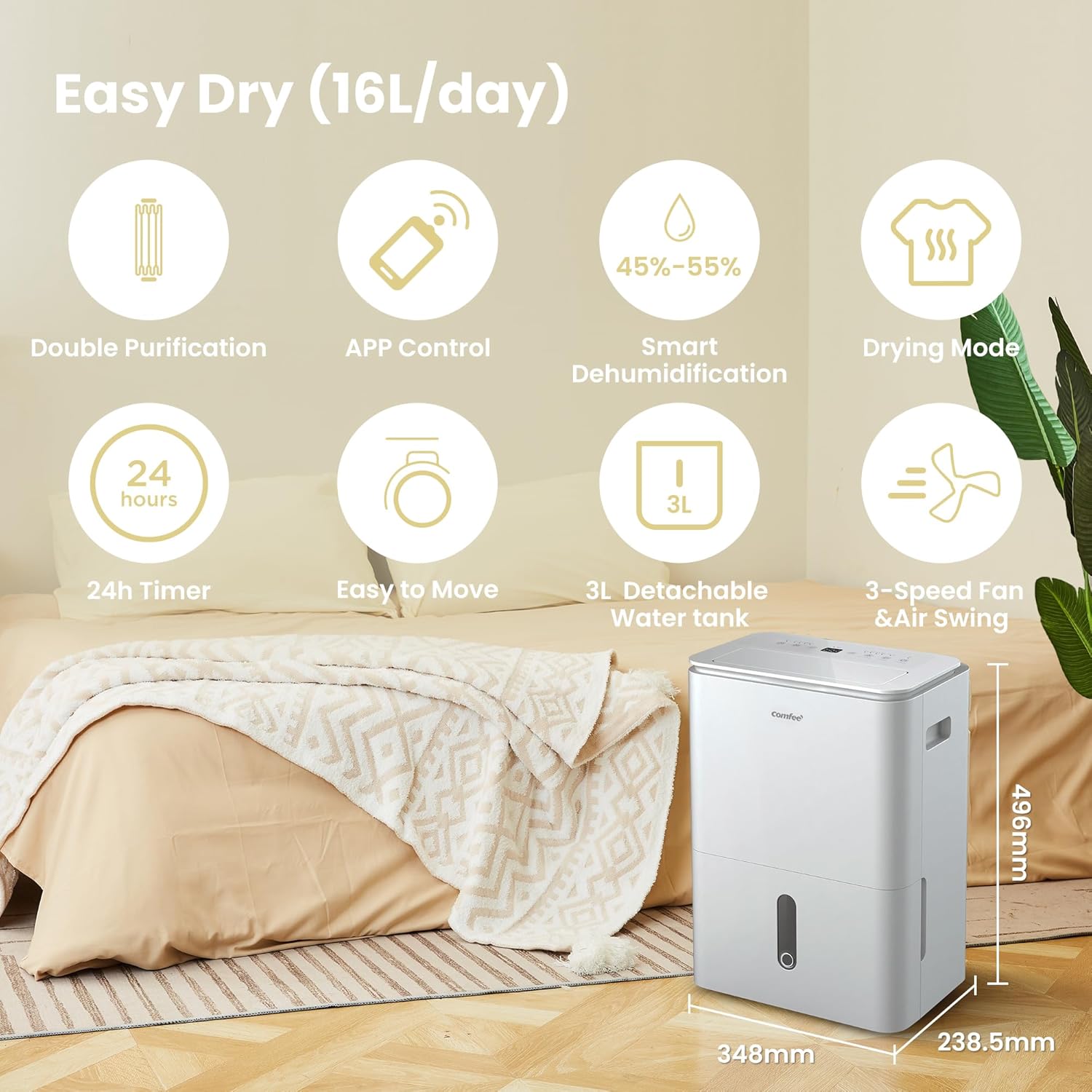COMFEE Deumidificatore Easy Dry 16L/giorno - immagine 3