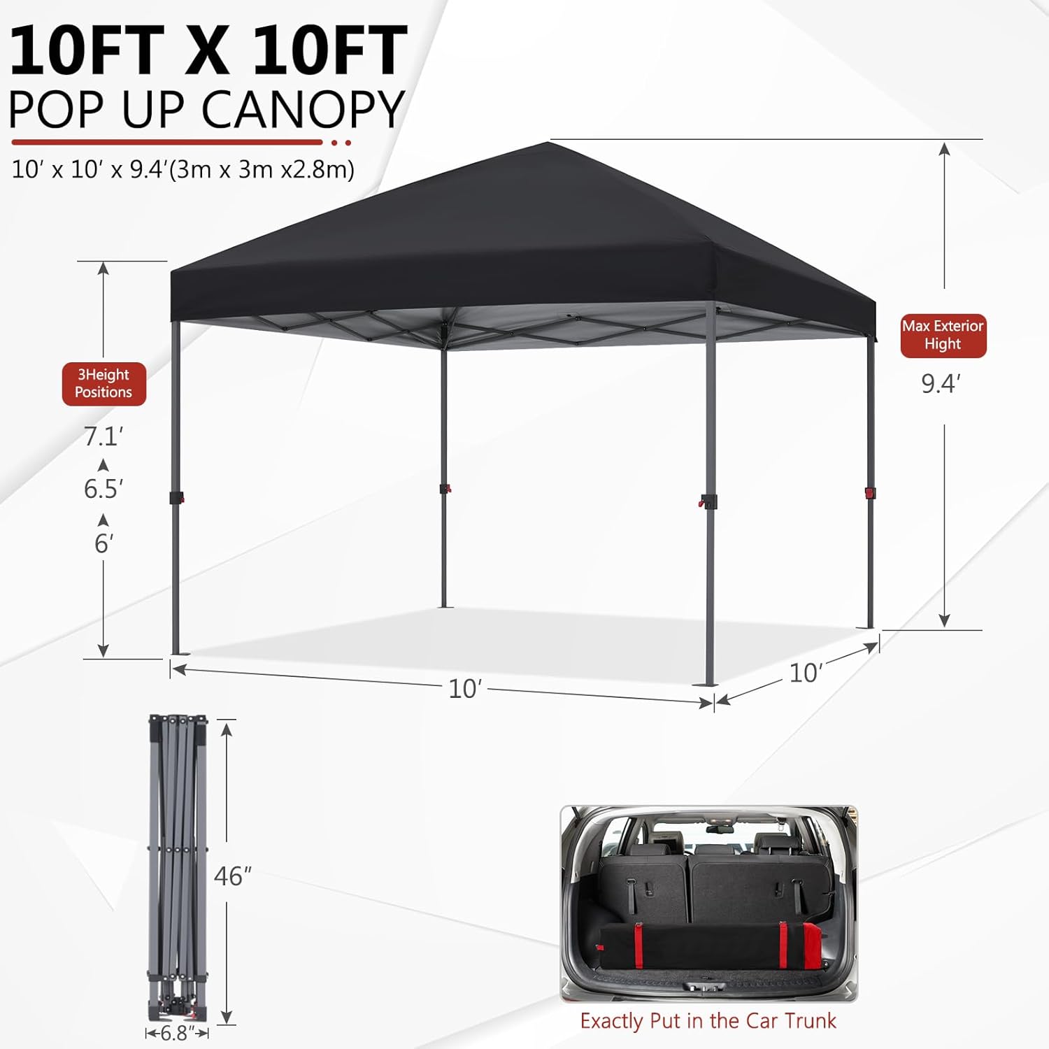 Abccanopy Tenda Parasole Gazebo 10x10 Facile Elevamento - immagine 8