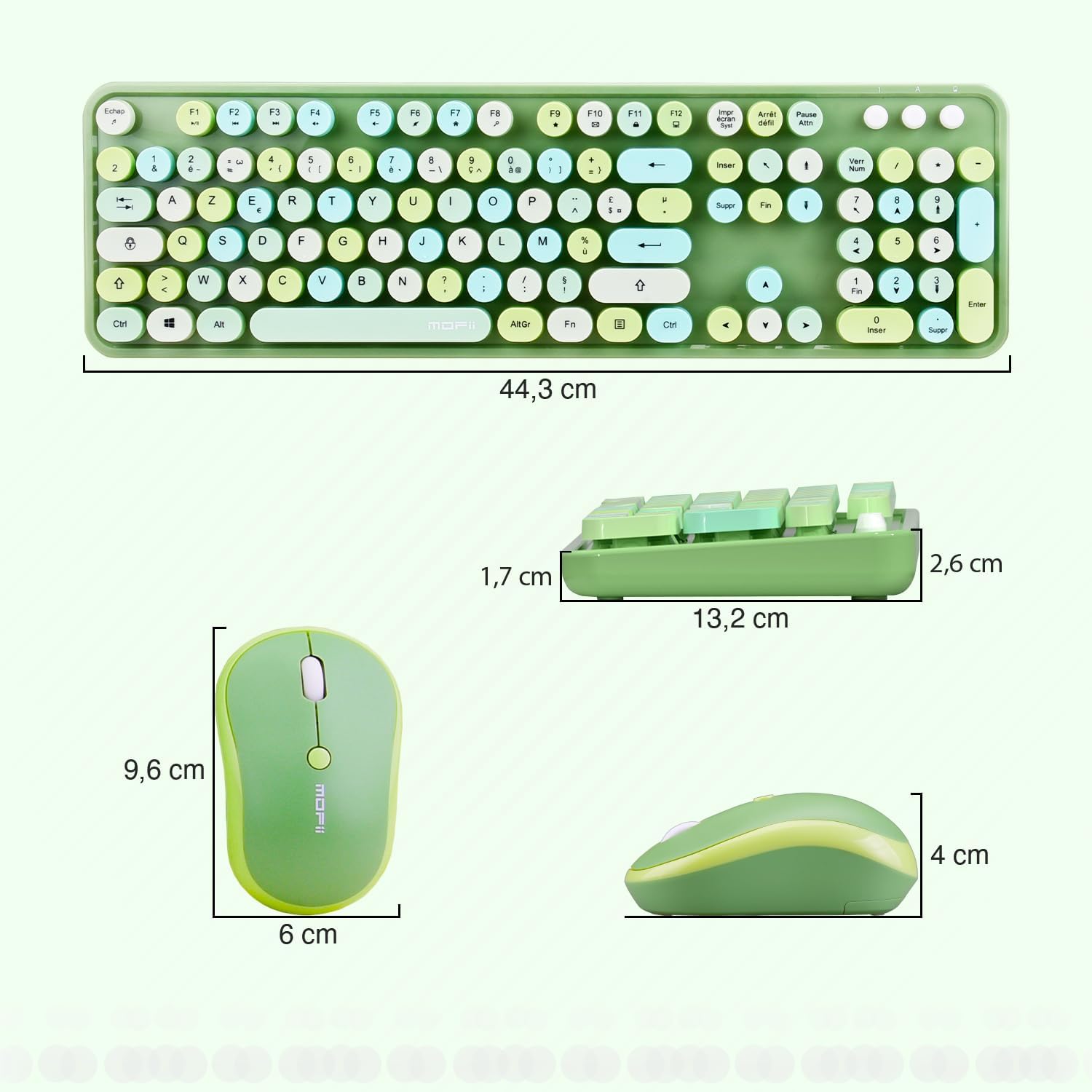 Mofii Sweet Pack - Tastiera e Mouse Wireless, Verde - immagine 7