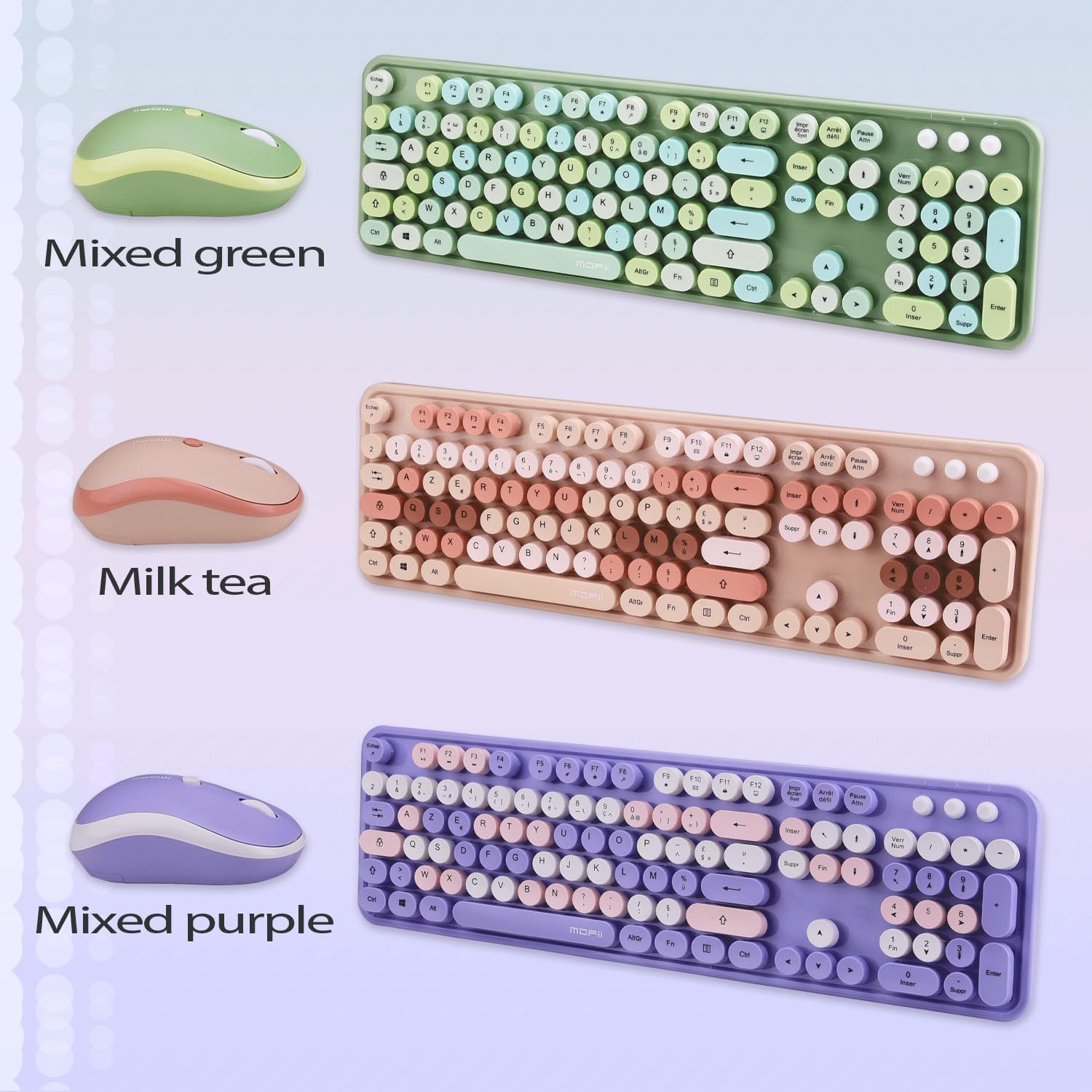 Mofii Sweet Pack - Tastiera e Mouse Wireless, Verde - immagine 8