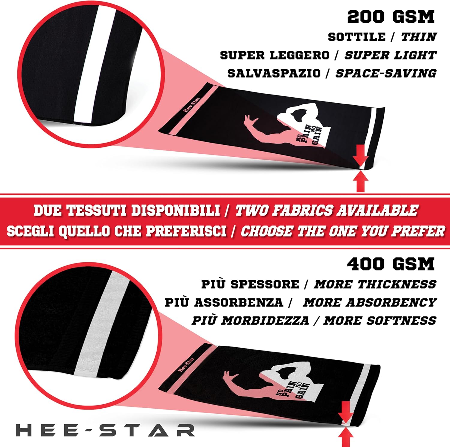 Hee-star® Asciugamano Palestra Uomo in Microfibra - immagine 2