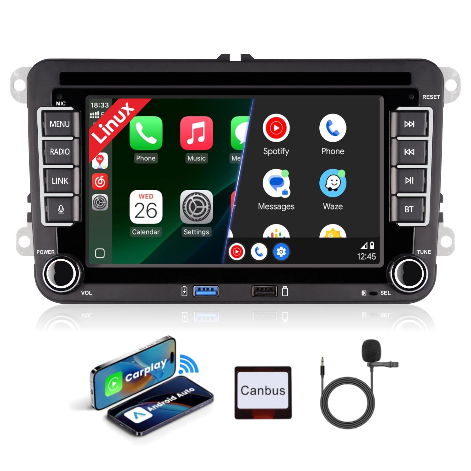 Linux Autoradio Bluetooth con Navigazione per VW Golf 5 6