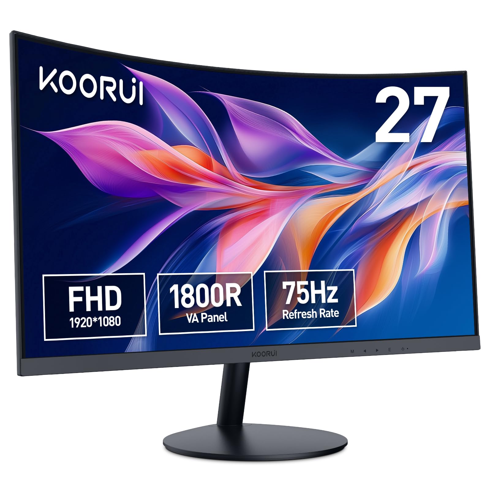 Koorui Monitor Curvo 27 Pollici Full HD VA, Nero