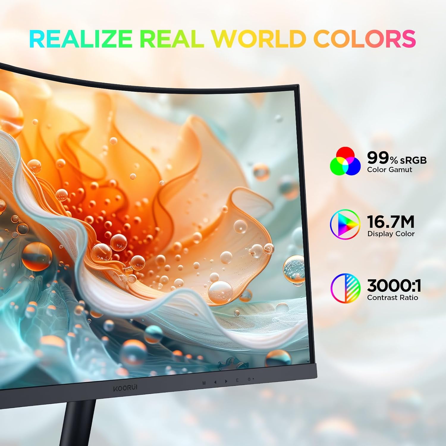 Koorui Monitor Curvo 27 Pollici Full HD VA, Nero - immagine 5