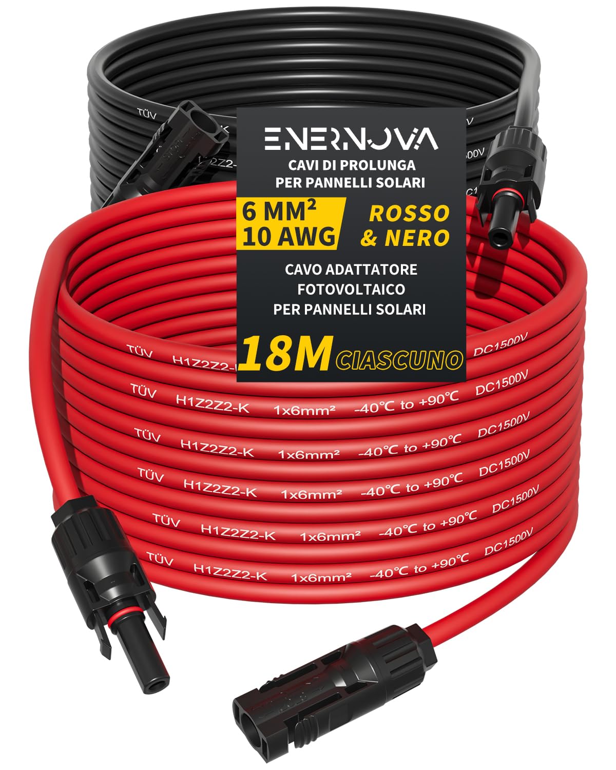 Cavo Solare 6mm² 18M per Pannelli Fotovoltaici