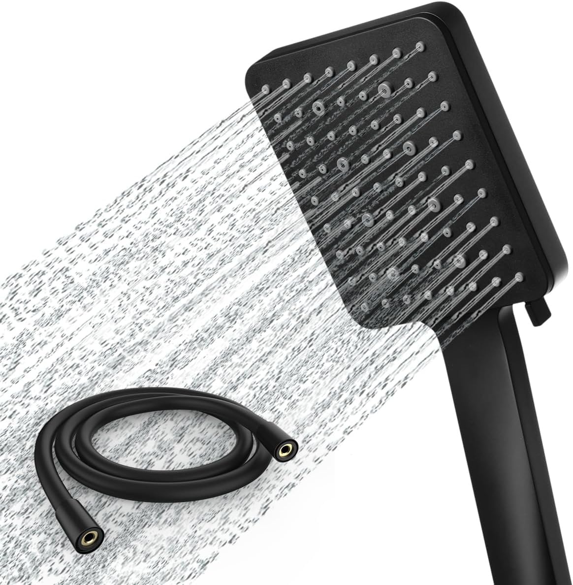 Newentor Soffione Doccia Alta Pressione con Tubo 1,5m, Nero