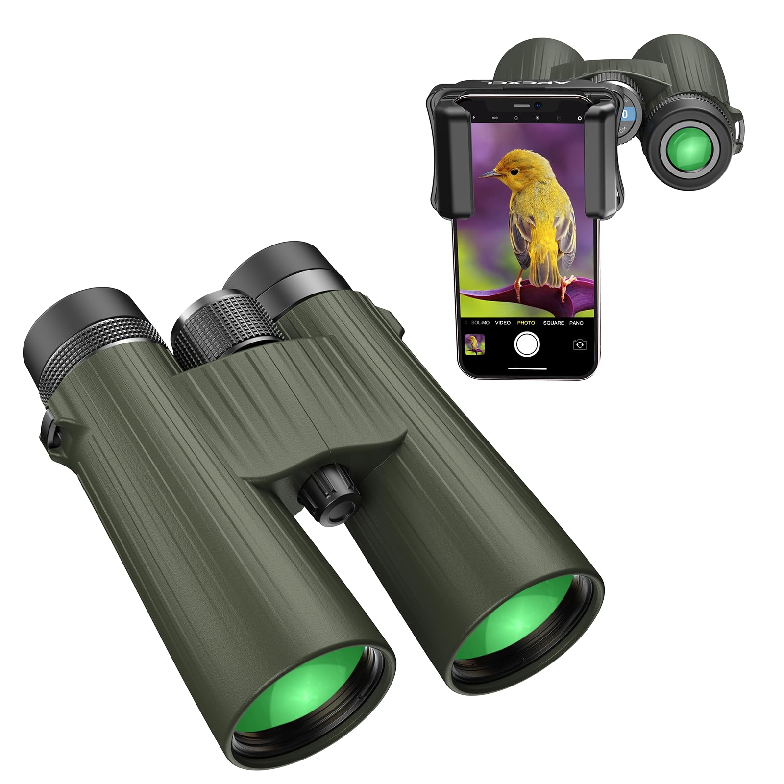 Apexel Binocolo 12X50 con Adattatore Mobile