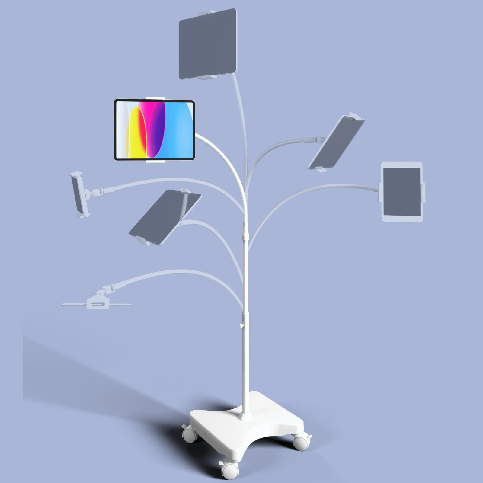 Levo Supporto da Pavimento Regolabile per Tablet e Telefono, Bianco