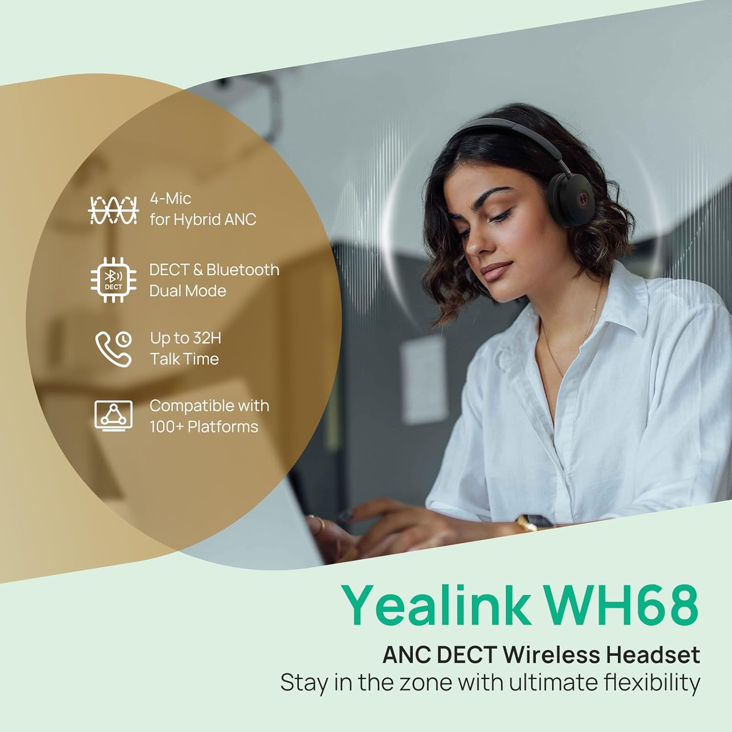 Yealink WH68 ANC DECT - Cuffie Wireless UC - immagine 2