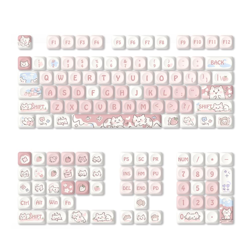 Set di Tasti PBT Keycaps Sublimati Purple Rabbit Keycaps per Tastiera da Gioco Meccanica 132 Tasti
