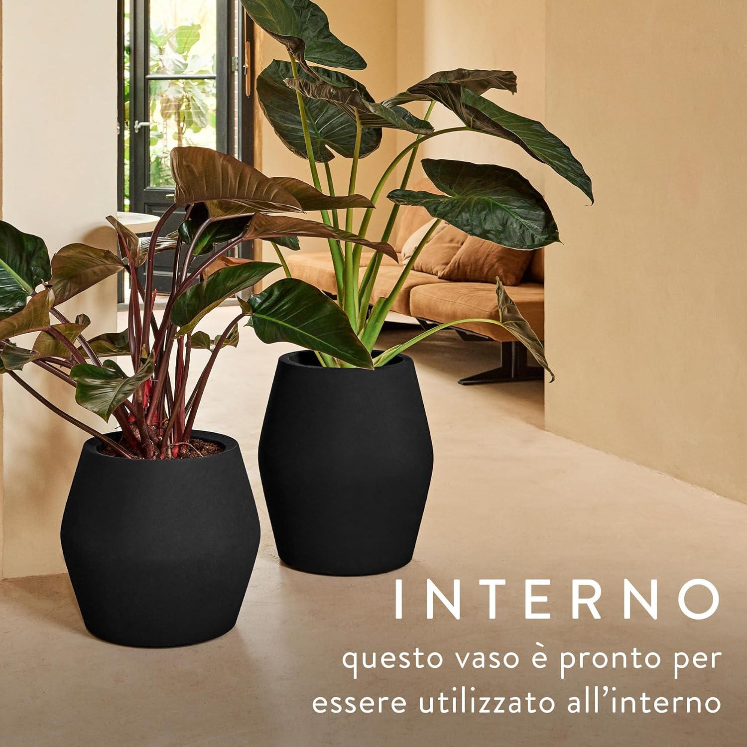 elho June Split Low 46 - Vaso Piante Ø 46 cm, Nero - immagine 4