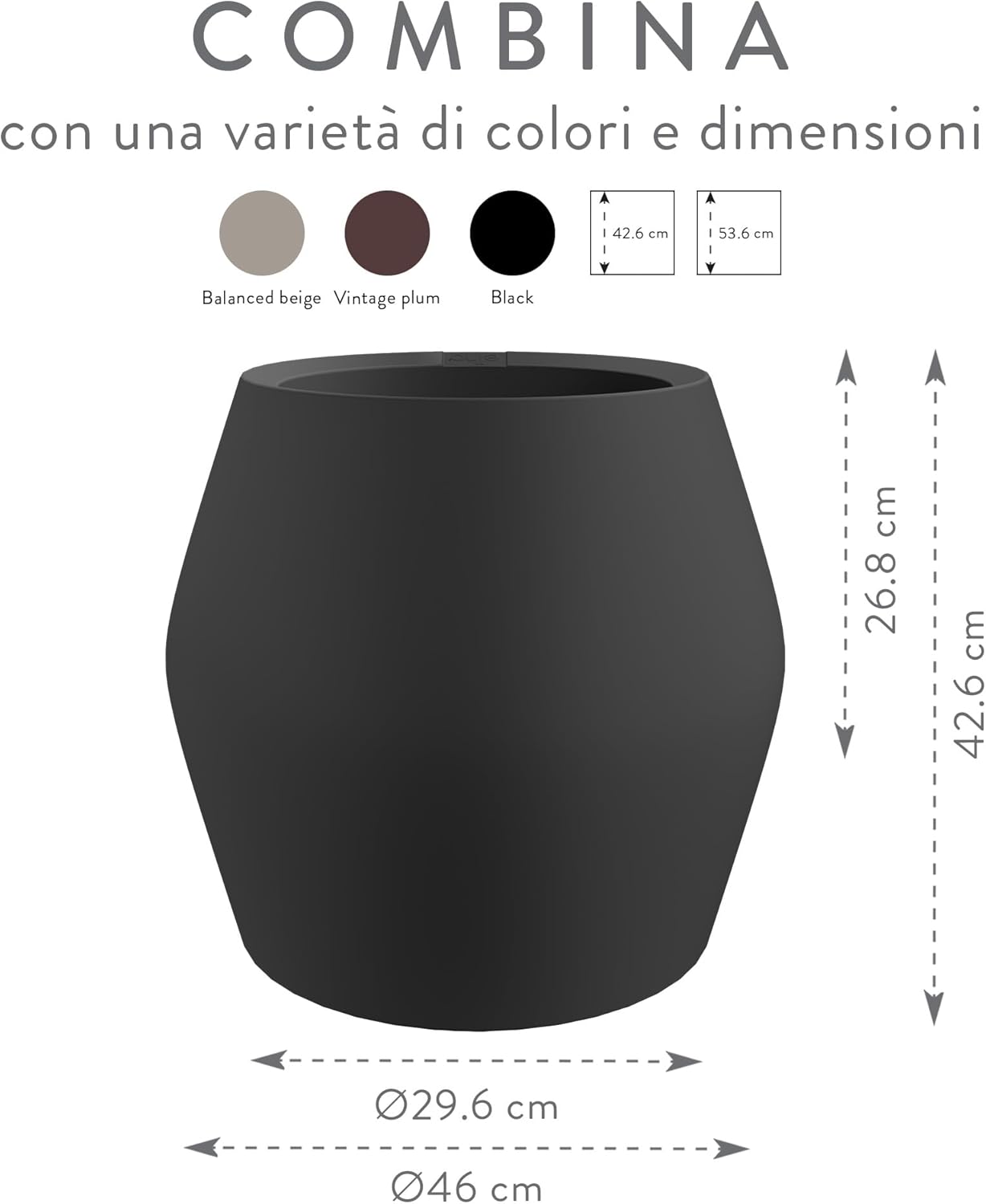 elho June Split Low 46 - Vaso Piante Ø 46 cm, Nero - immagine 6