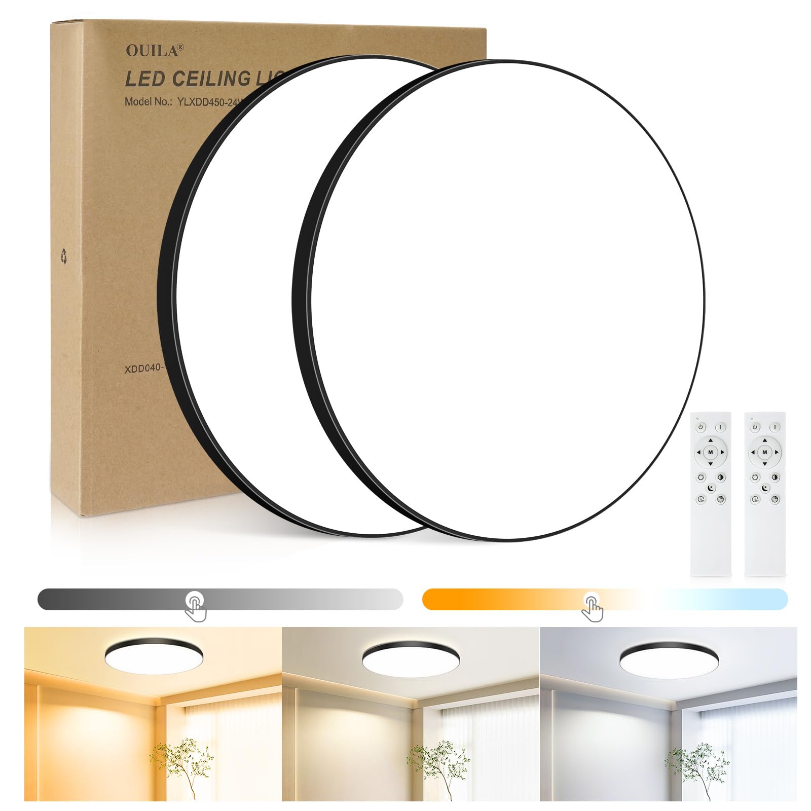 Ouila Plafoniera LED Soffitto Dimmerabile 2 Pezzi Ø28CM