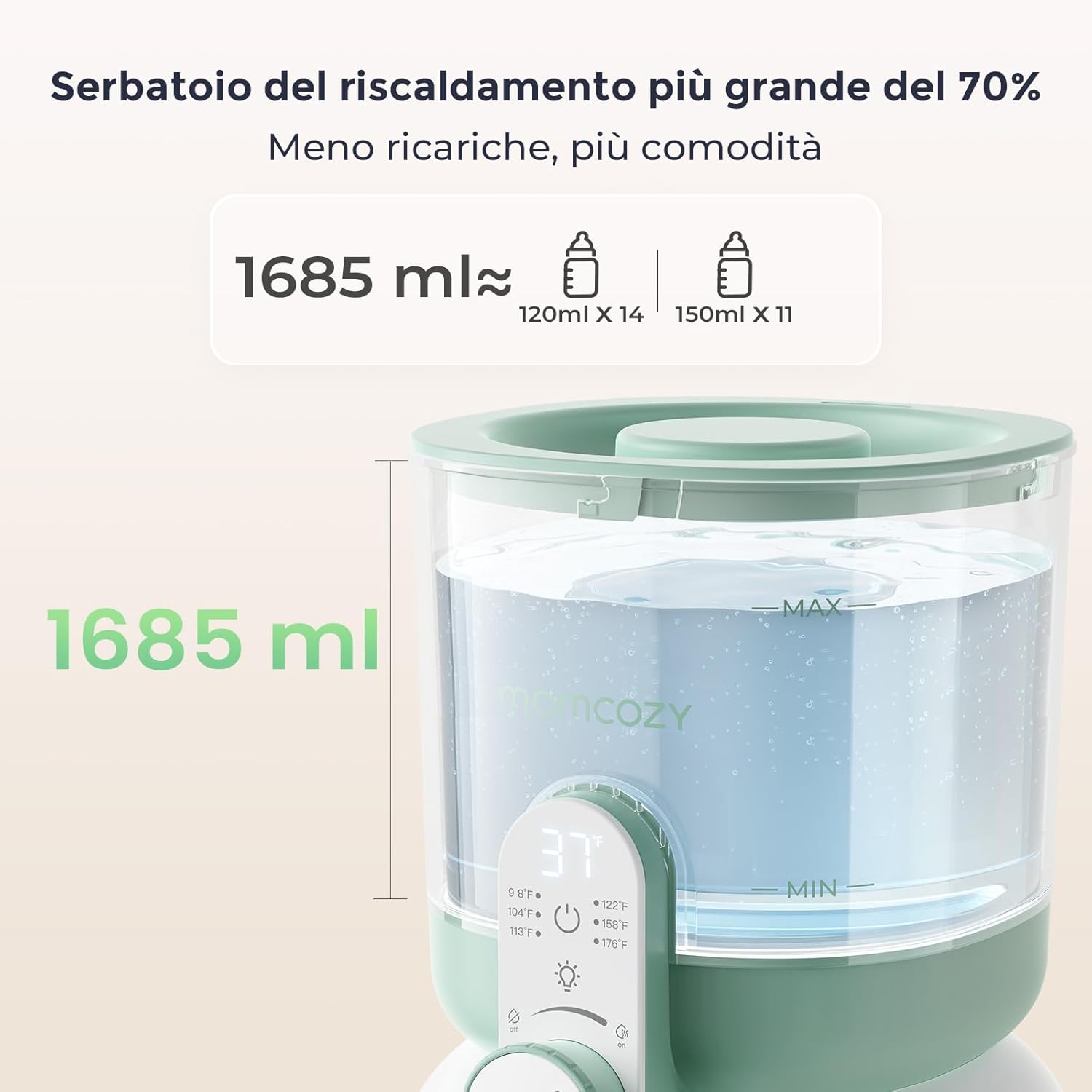 momcozy Scaldacqua Istantaneo 1685 ML con Doppia Luce - immagine 3