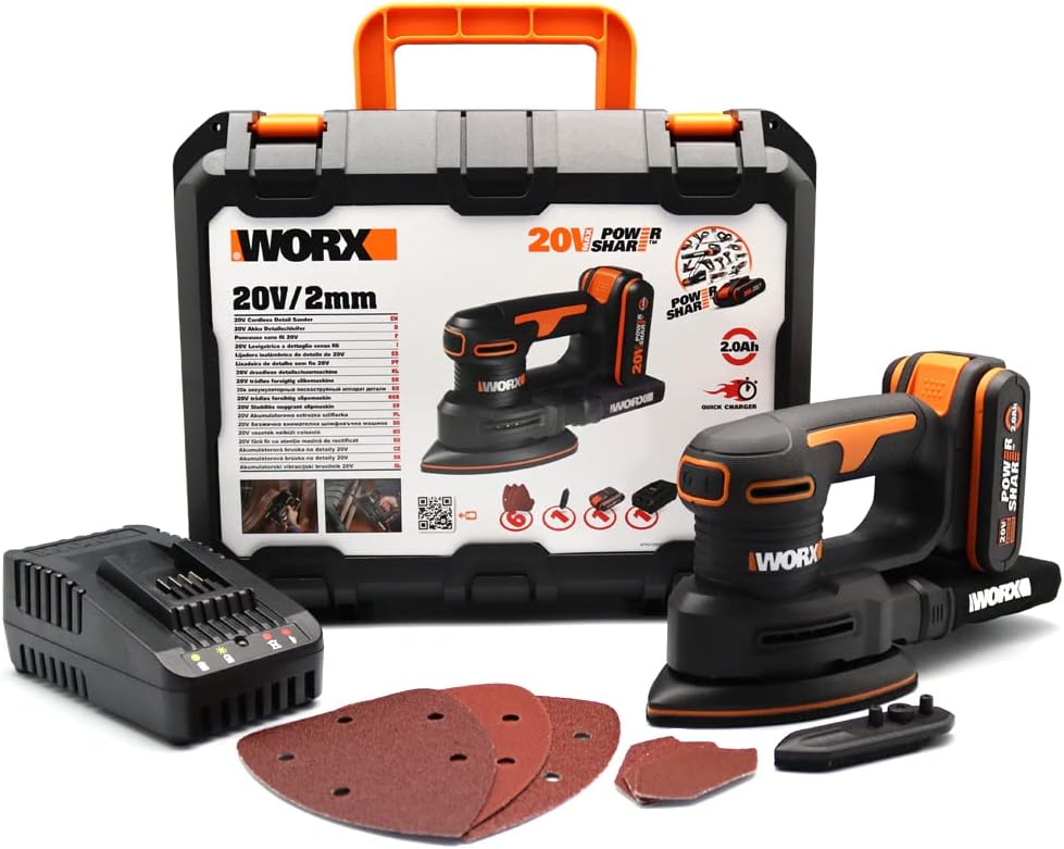 Worx WX822 Levigatrice di finitura 20V con 1 battteria da 2.0Ah