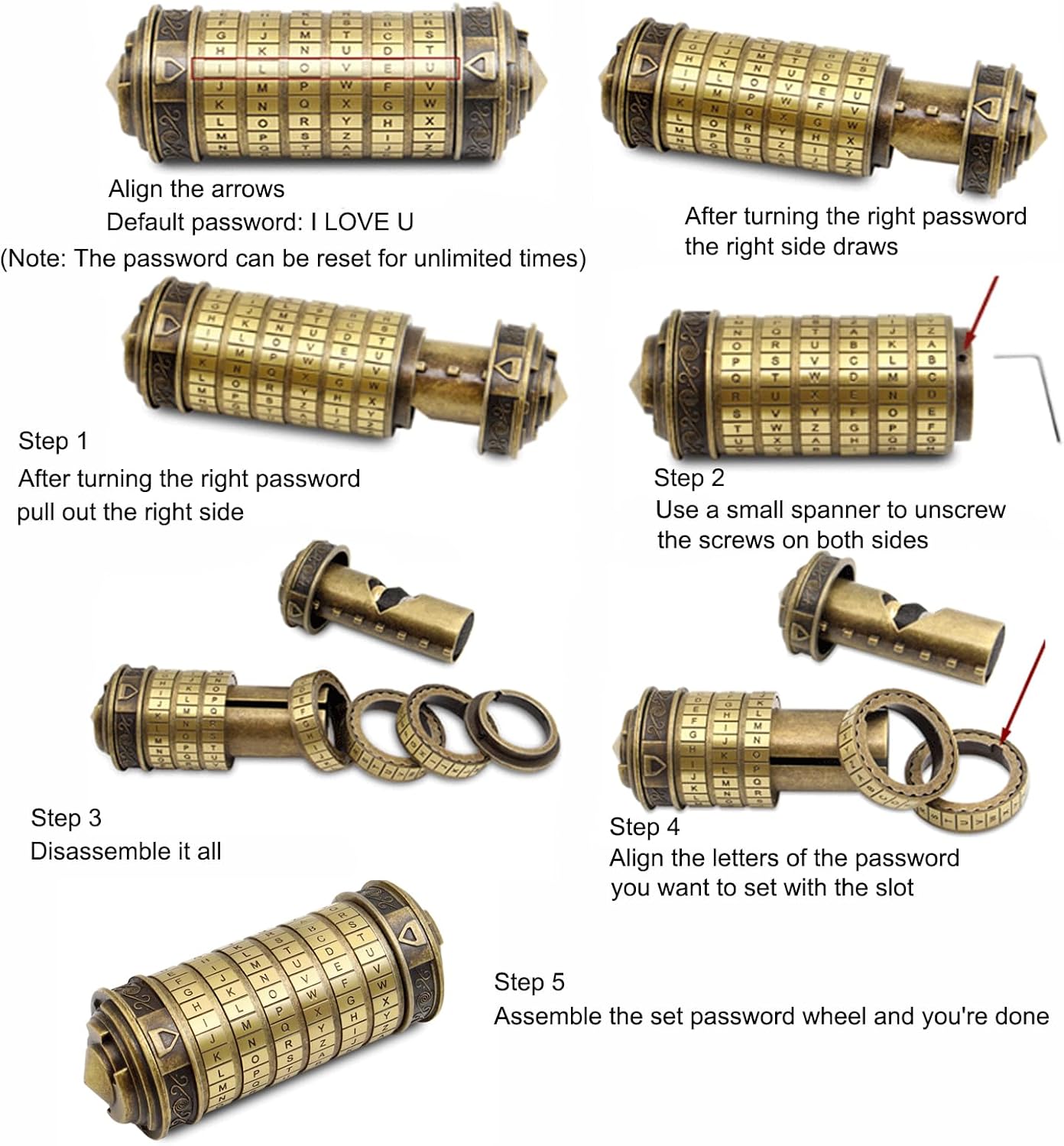 Ifcow Da Vinci Code Mini Cryptex Lock - immagine 2