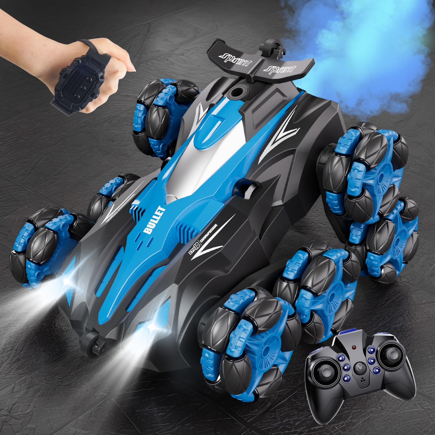 Macchina Telecomandata 1:16 8 Ruote, Controllo Gestuale, Blu