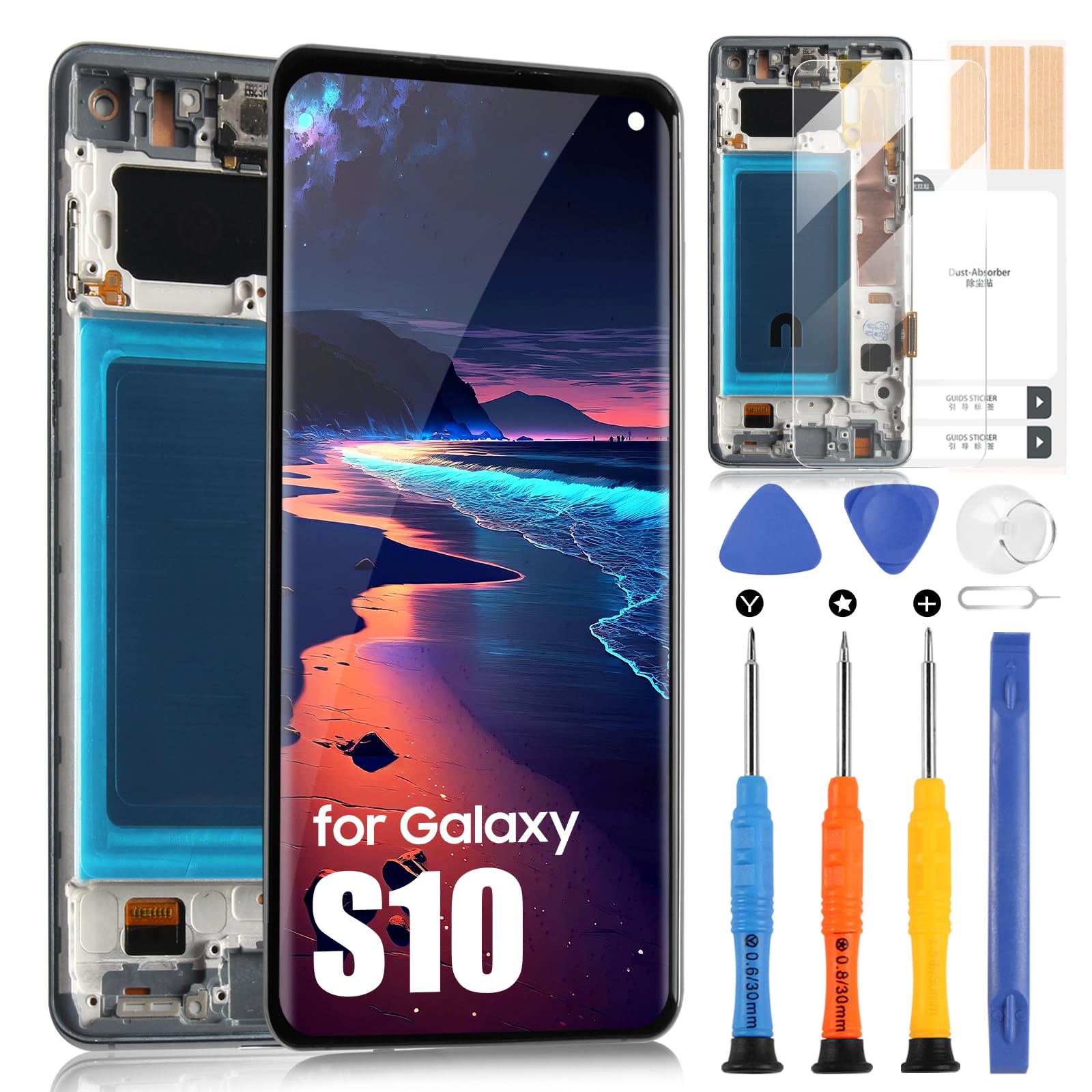 ARSSLY Display LCD con Cornice per Samsung Galaxy S10, Nero