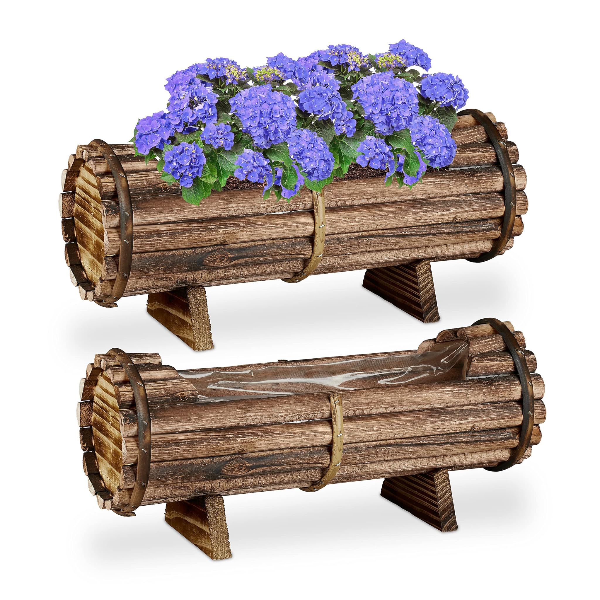 Relaxdays Fioriere in Legno Set 2, Naturale