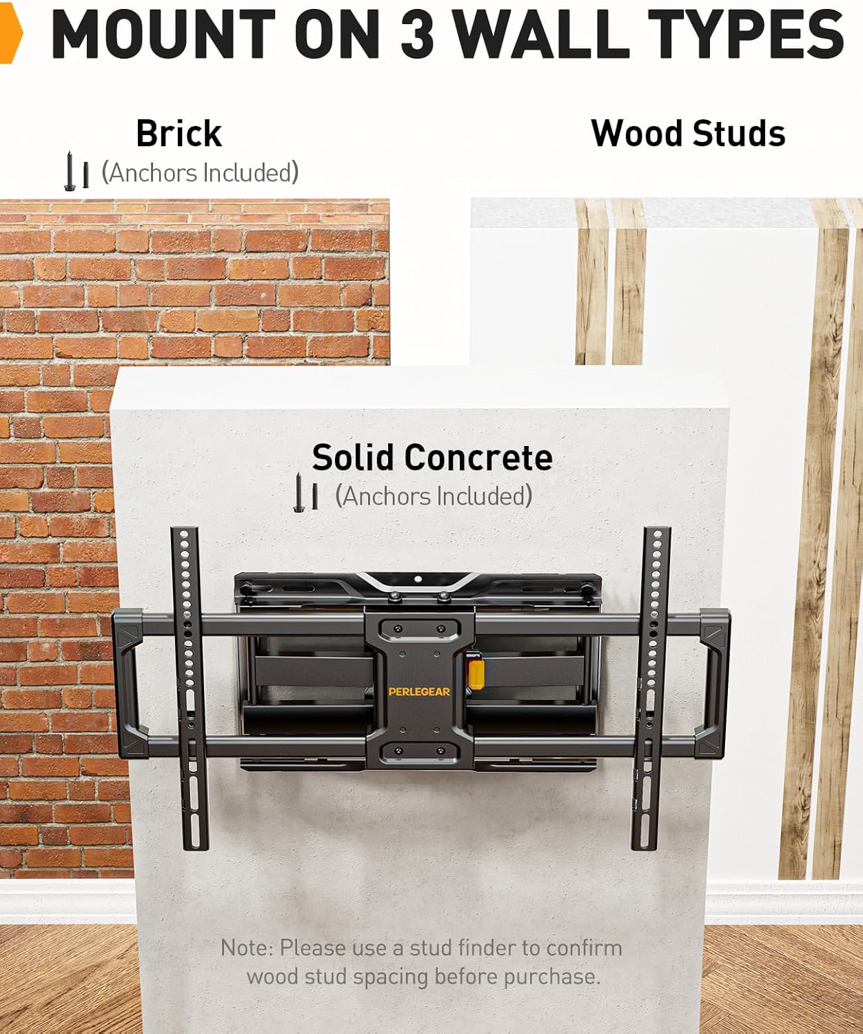 Perlegear Supporto TV Parete Movimento Completo 42-84 Pollici - immagine 4