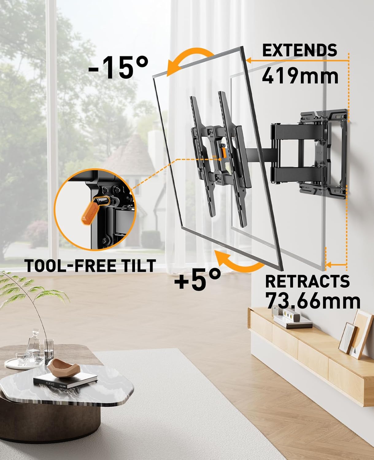 Perlegear Supporto TV Parete Movimento Completo 42-84 Pollici - immagine 6