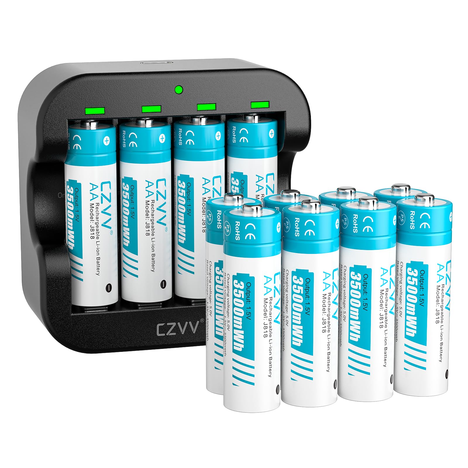 Czvv Batterie AA Litio 1.5V 3500mWh (12 Pezzi)