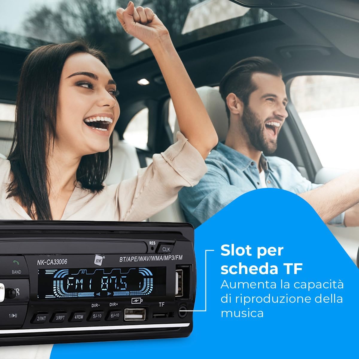 Nk Autoradio Auto 1 DIN con RDS e Bluetooth 5.0 - immagine 6