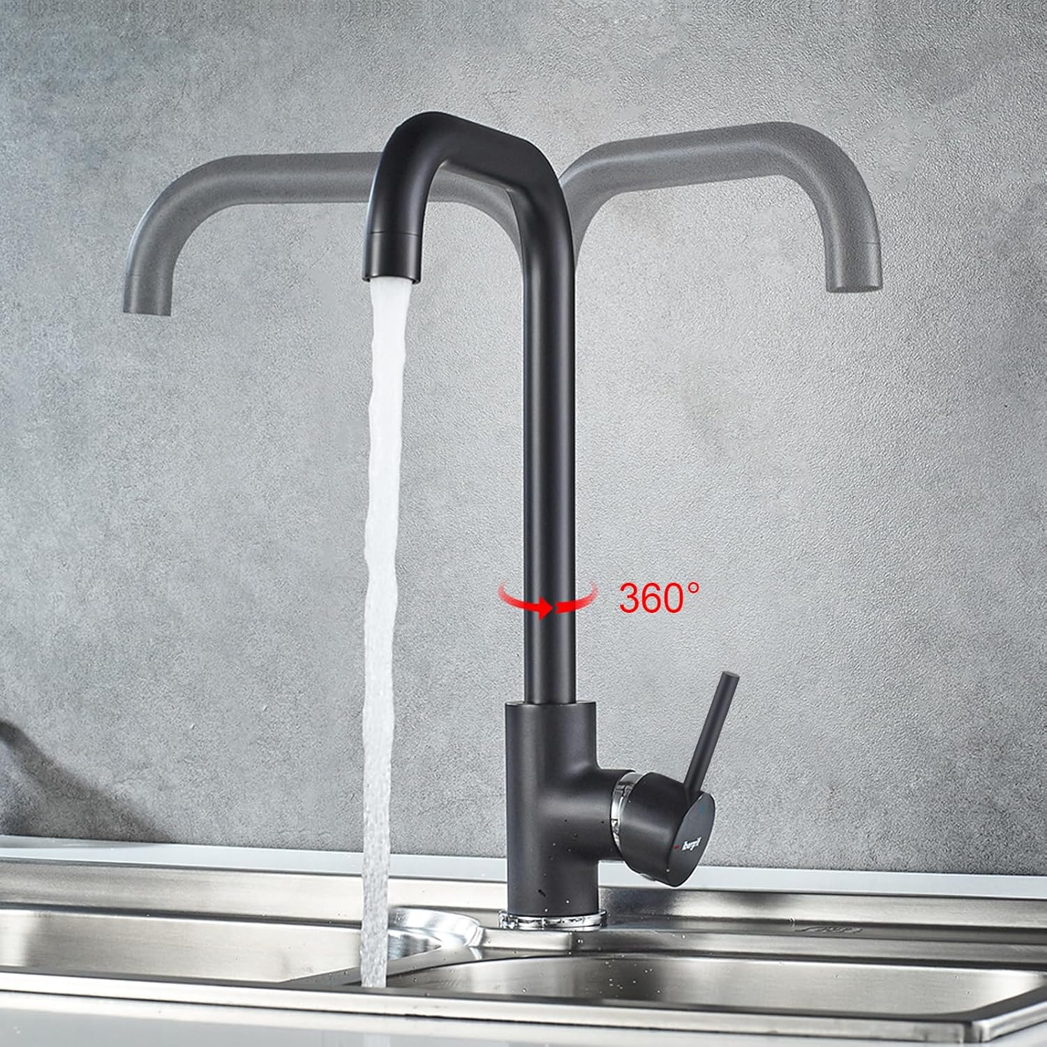 Ibergrif M22105B - Rubinetto Cucina Monocomando, Nero - immagine 3