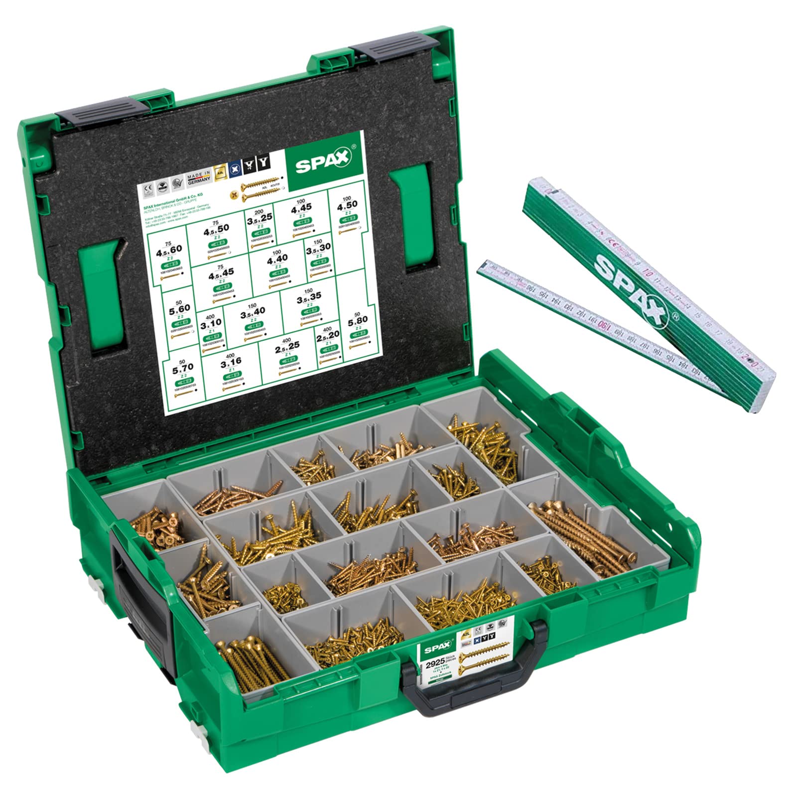 SPAX Valigetta di Montaggio L-BOXX Yellox A2L, 2930 pezzi