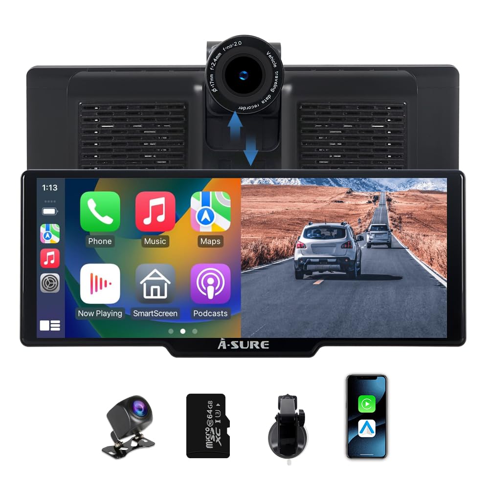 Schermo CarPlay Auto 9.26" Wireless con Dashcam 4K