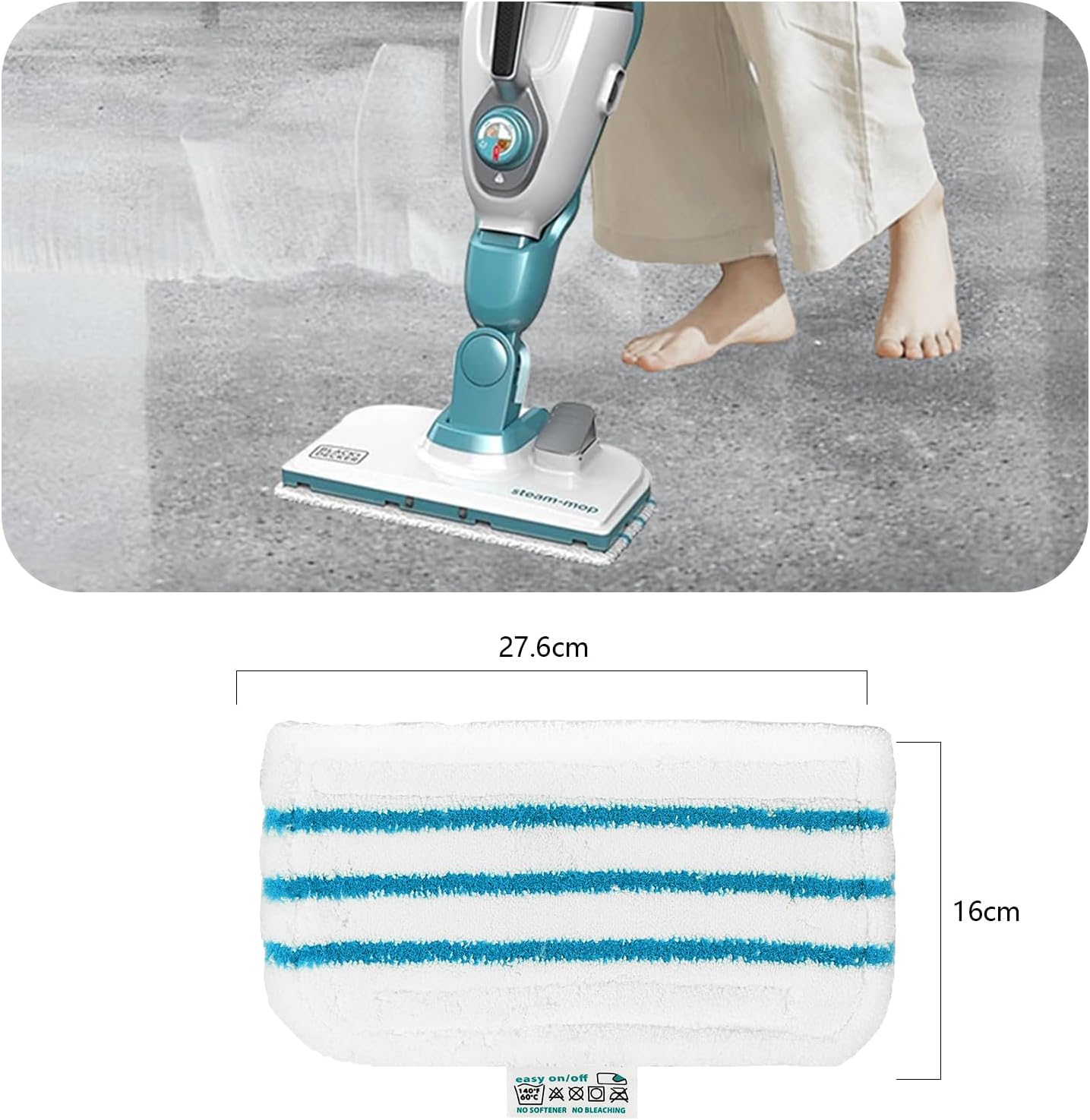 4 Panni Lavabili in Microfibra per Black & Decker Steam Mop - immagine 2