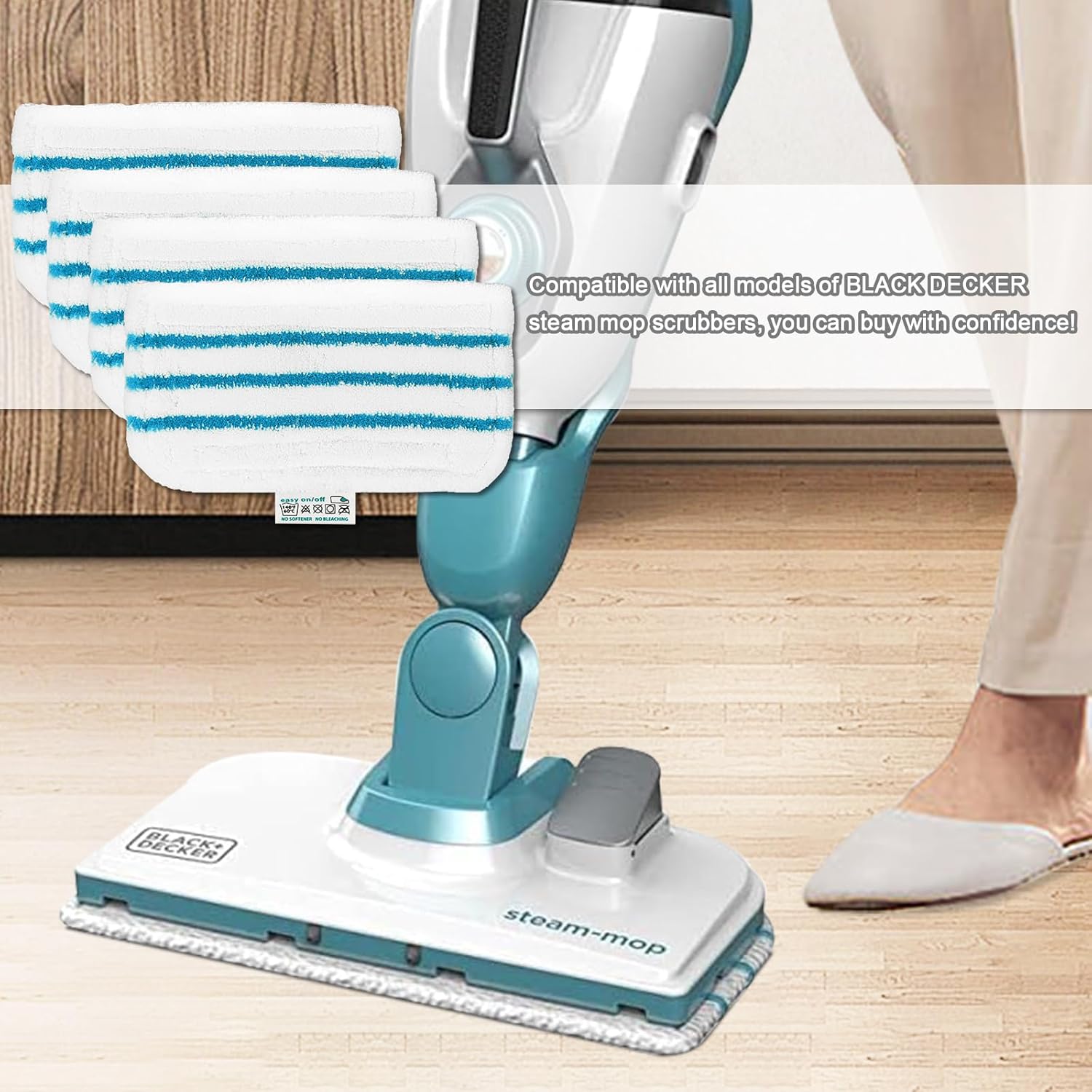 4 Panni Lavabili in Microfibra per Black & Decker Steam Mop - immagine 4