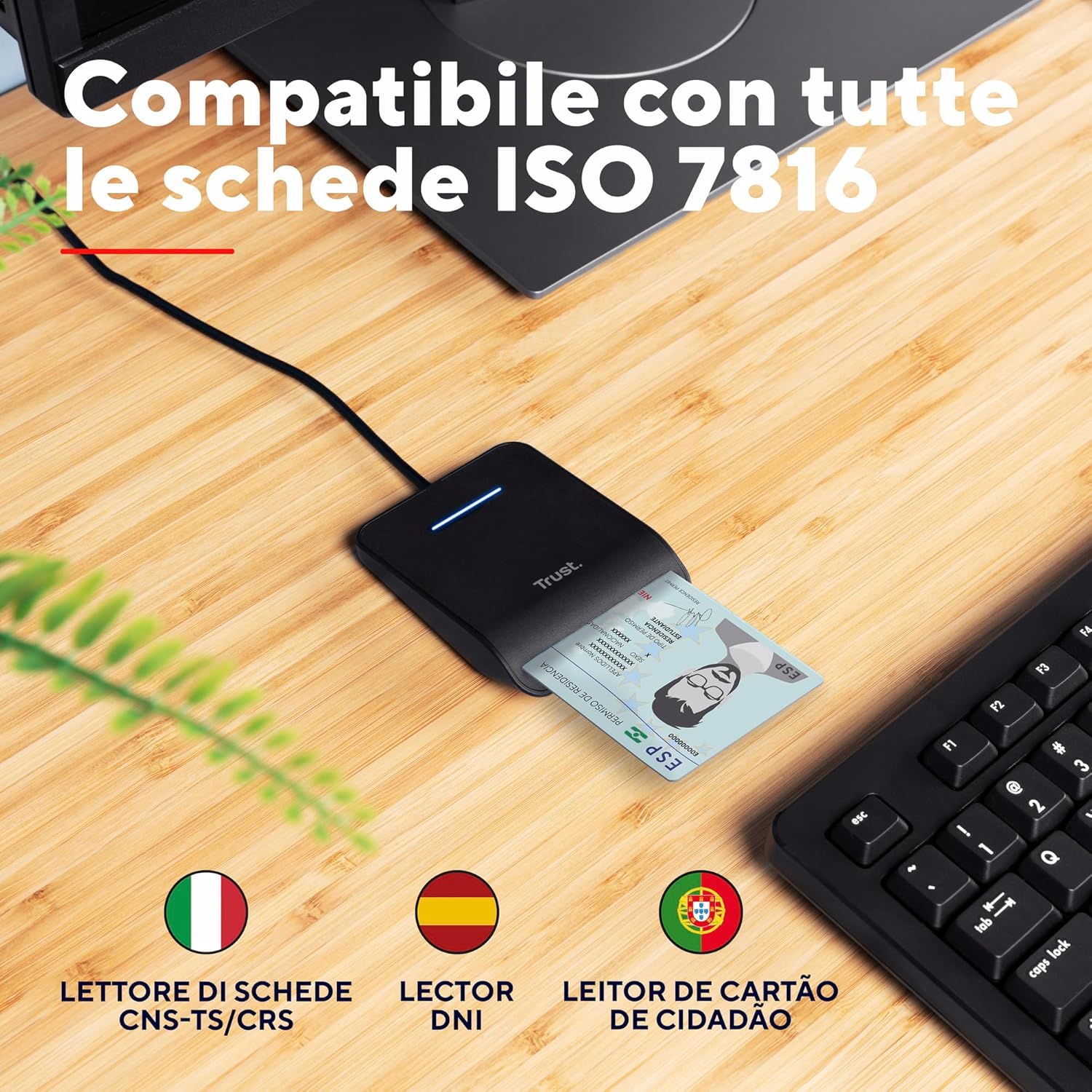 Trust Primo Lettore di Smart Card USB Plug & Play, Nero - immagine 3