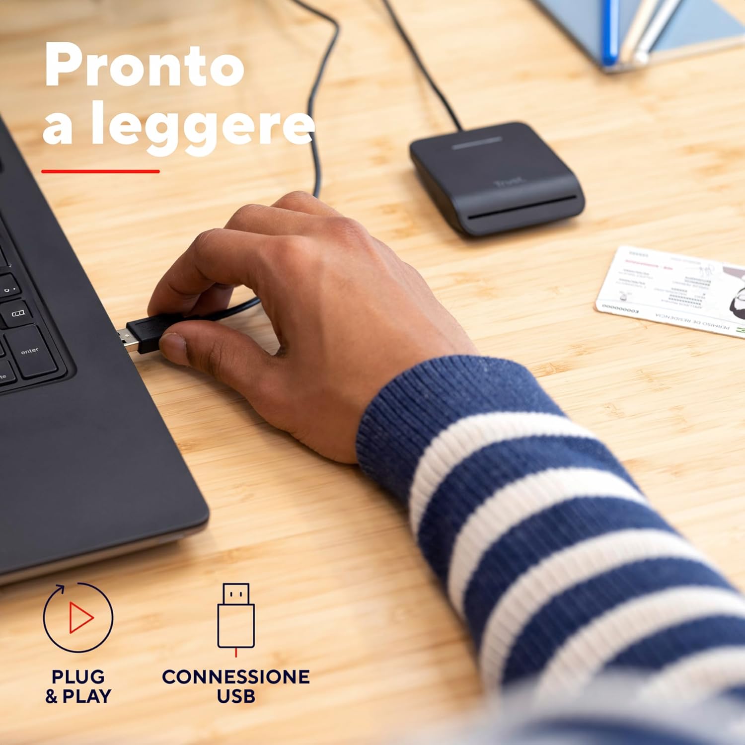 Trust Primo Lettore di Smart Card USB Plug & Play, Nero - immagine 4