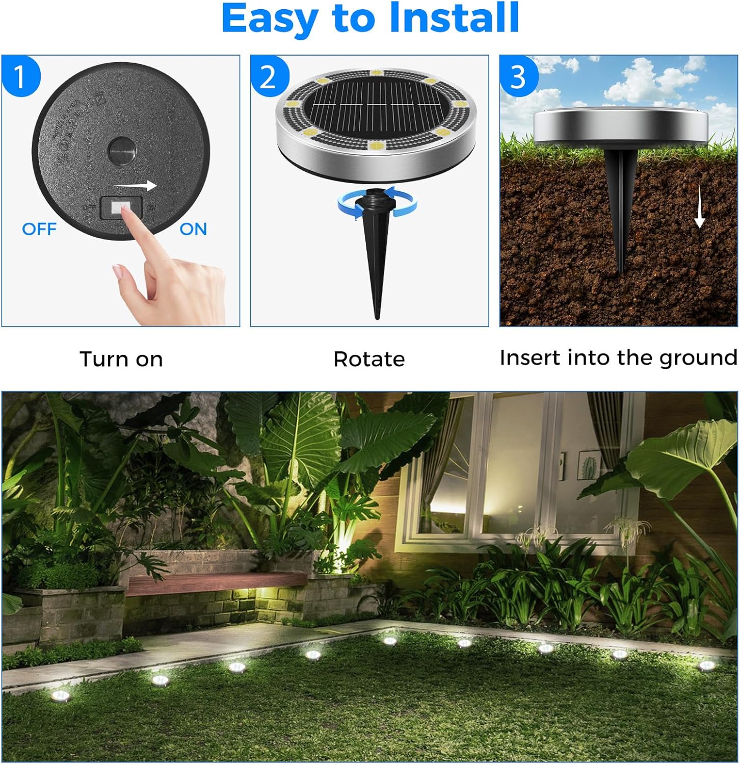 Peasur Luci Solari da Giardino 24 Pezzi, Bianco Freddo - immagine 4