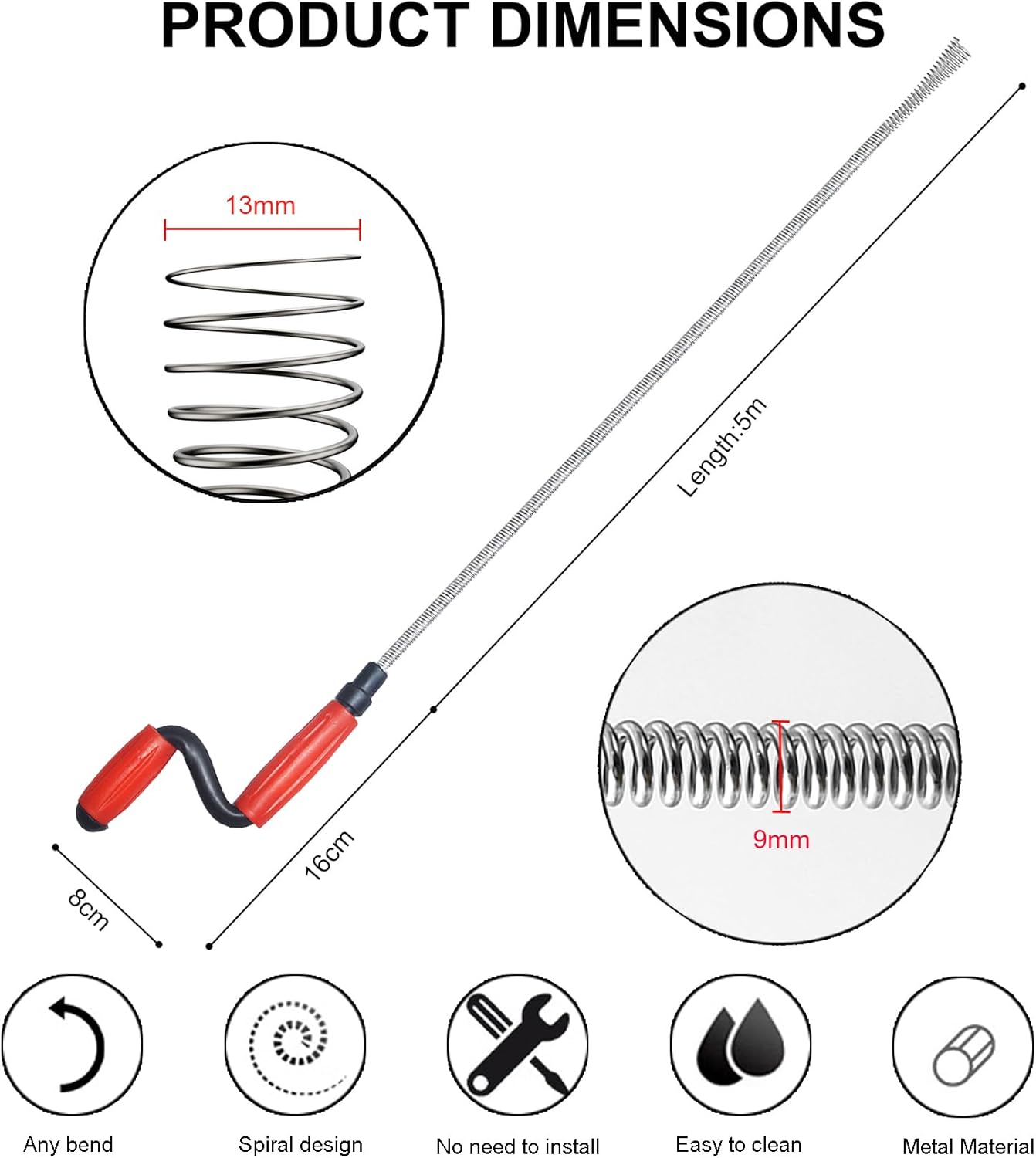 Sonda Sturatubi Professionale 5m x 9mm - immagine 2