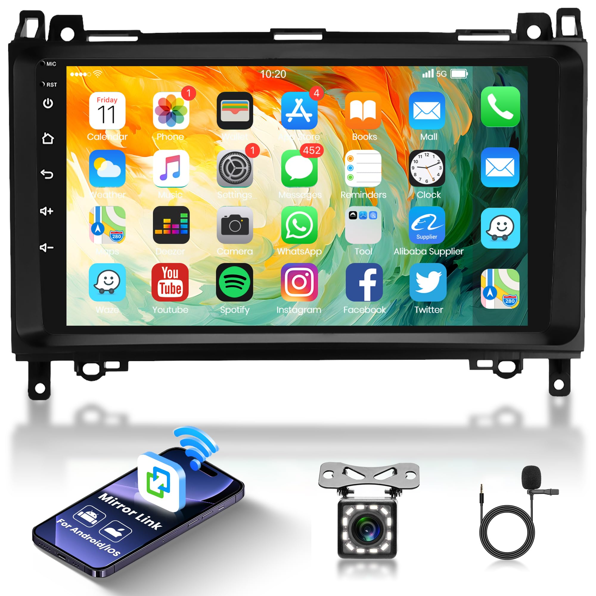 Autoradio Android 13 2 Din 9 Pollici per Mercedes Benz