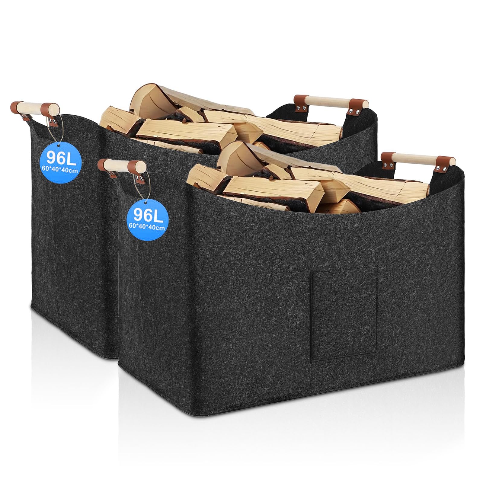 Cestino in Feltro 96L per Legna da Ardere (2 Pz)