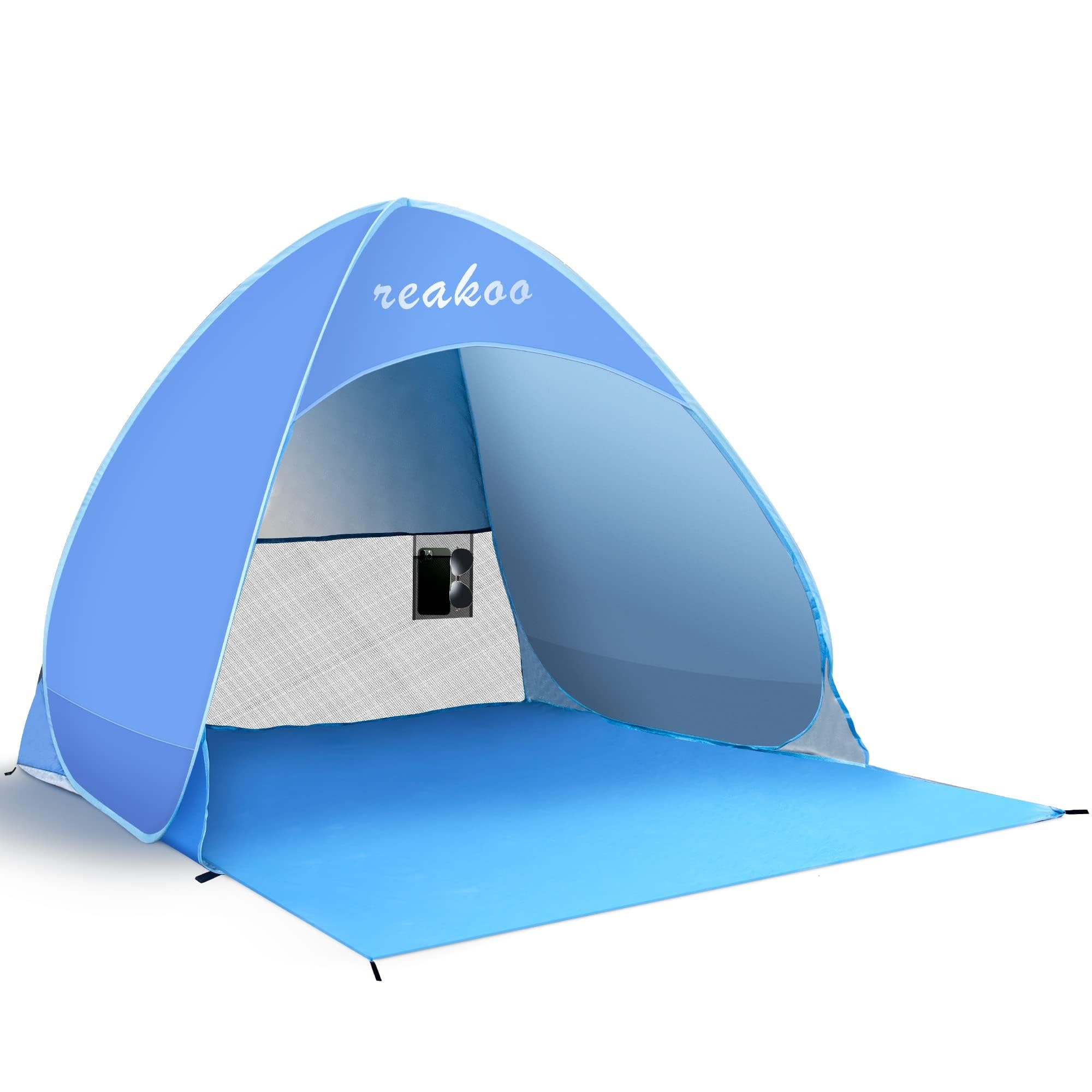 Tenda da Spiaggia Portatile, Protezione Solare UPF 50+ Tenda Spiaggia Pop Up, Automatico Leggero Tenda Mare Spiaggia