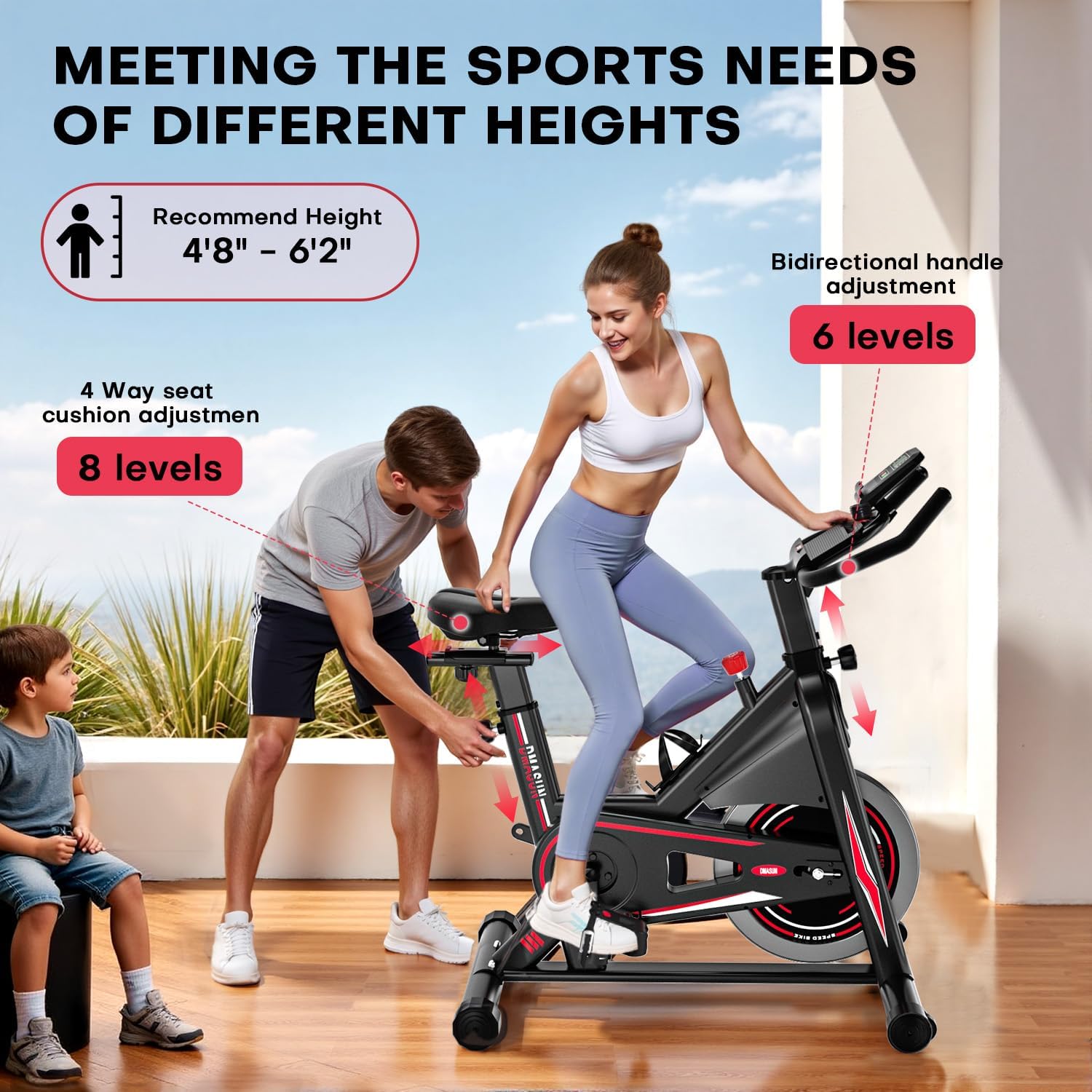 Dmasun Cyclette da Casa 15kg Volano, Ammortizzata - immagine 7