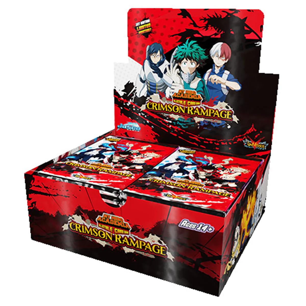 Gioco di carte collezionabili My Hero Academia,Booster Box,Serie 2: Crimson Rampage,Gioco di carte collezionabili,Età 14+,per 2 giocatori,Tempo di gioco medio 45+ minuti,Prodotto da Jasco Games