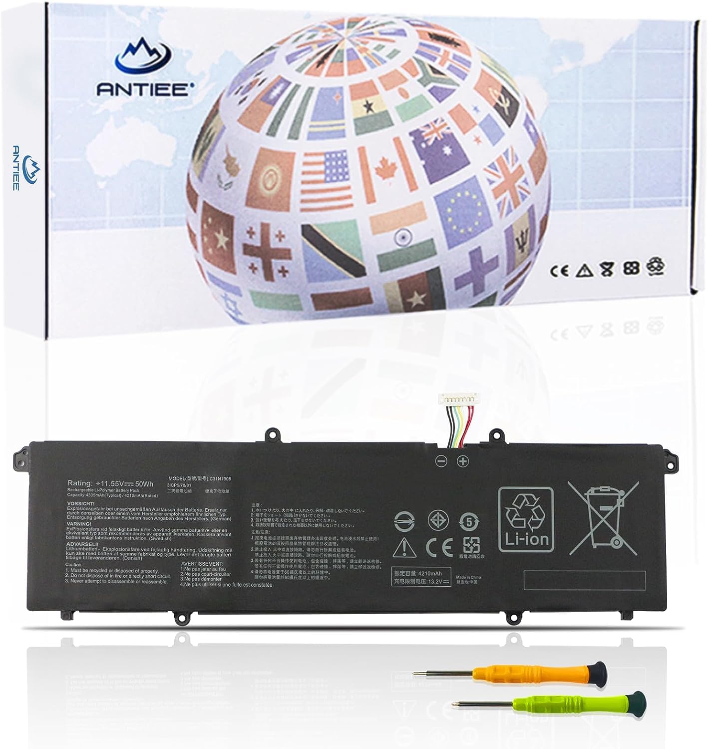 Antiee C31N1905 Batteria Laptop 50Wh 11.55V