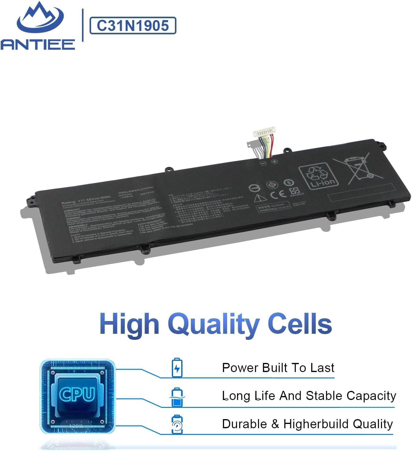 Antiee C31N1905 Batteria Laptop 50Wh 11.55V - immagine 4