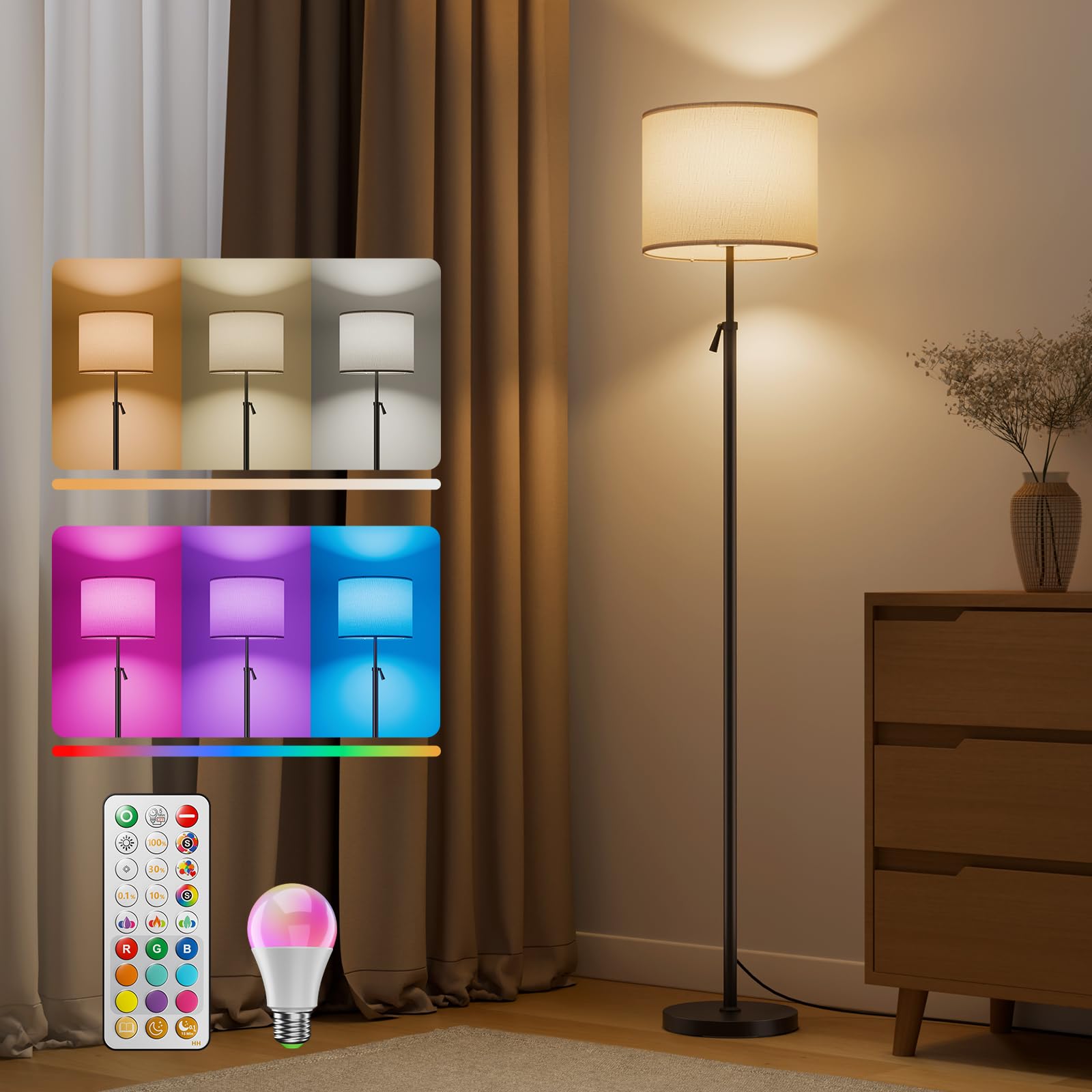 Lampada da Terra Salotto LED Dimmerabile con Bulbo 10W