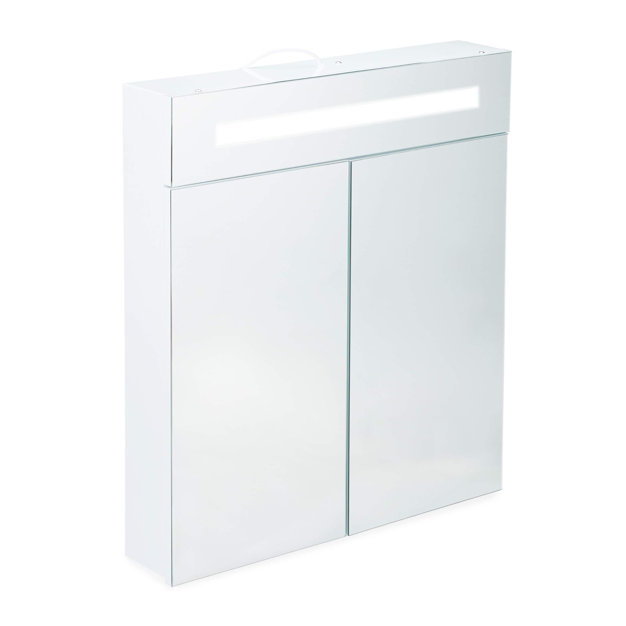 Relaxdays Armadietto da Bagno a Specchio con LED, Bianco
