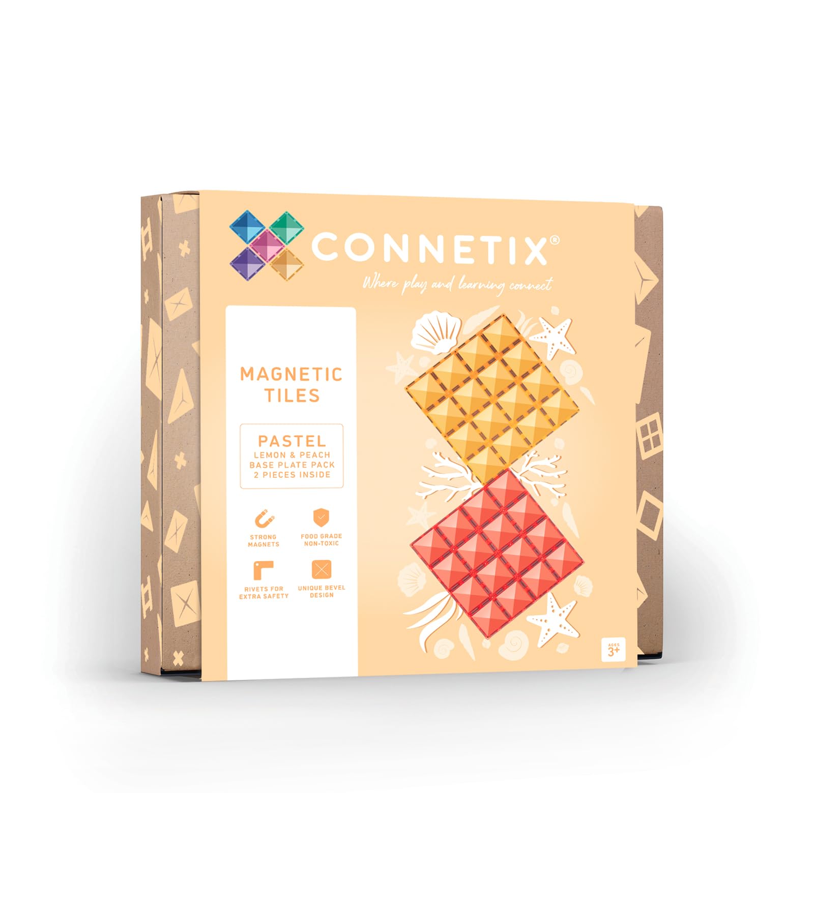 CONNETIX Pastello Limone e Pesca Pacchetto Piastra di Base, 2 Pezzi
