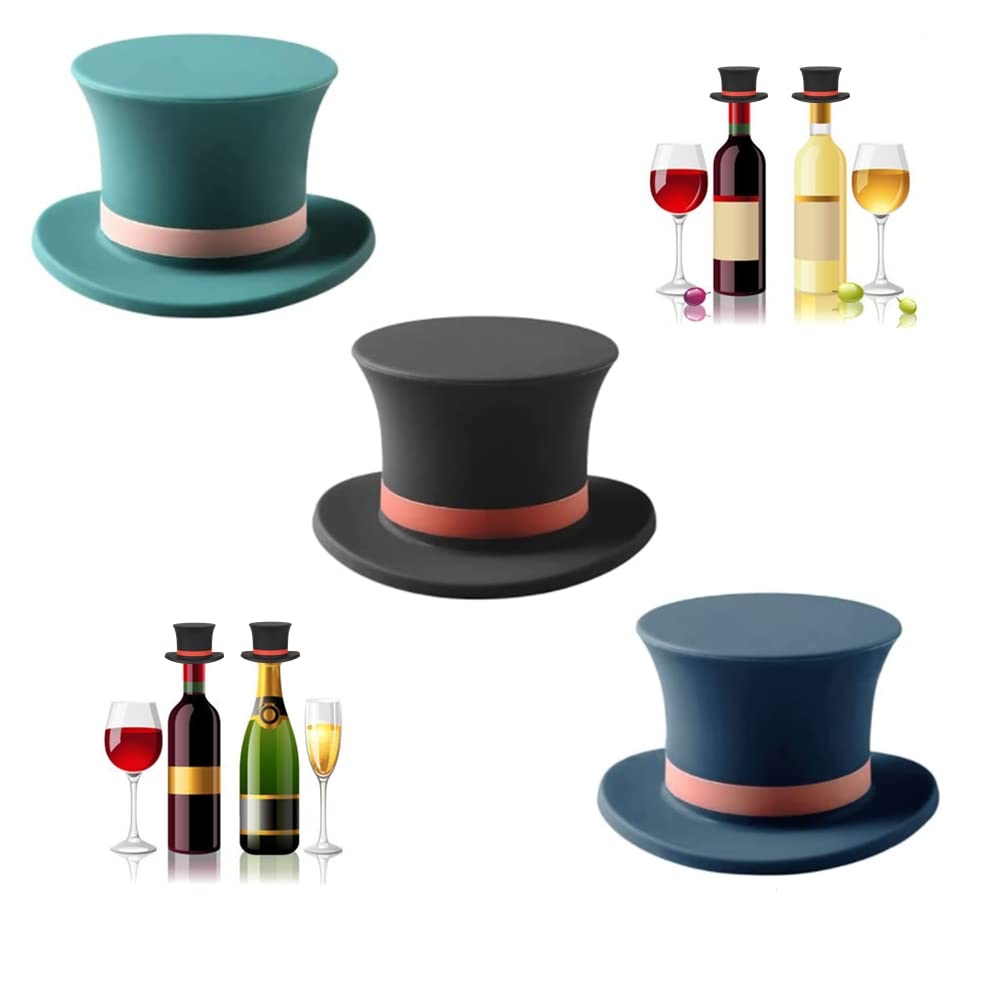 3 Tappi in Silicone per Bottiglia di Vino Riutilizzabili