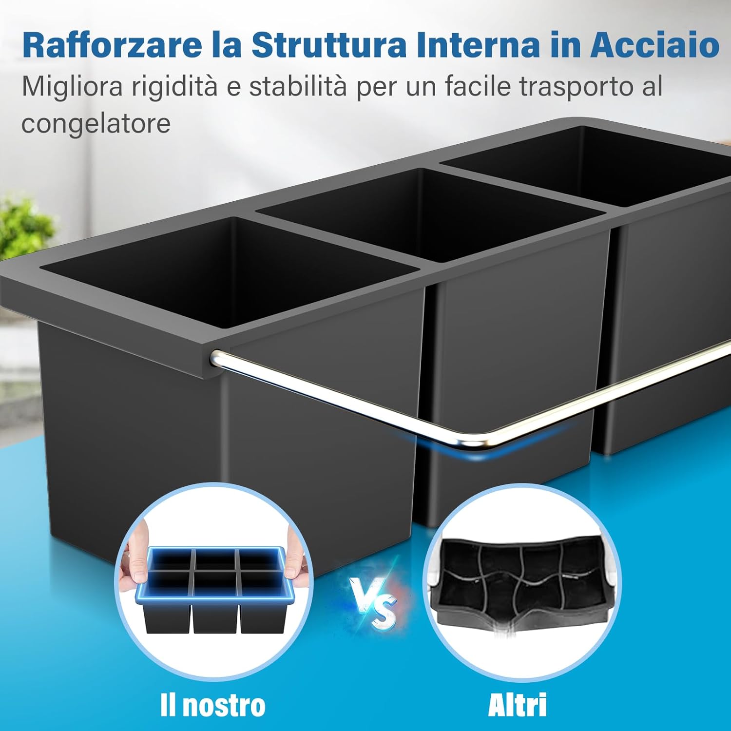 2 Pezzi Stampo Ghiaccio Grande in Silicone con Coperchio - immagine 6