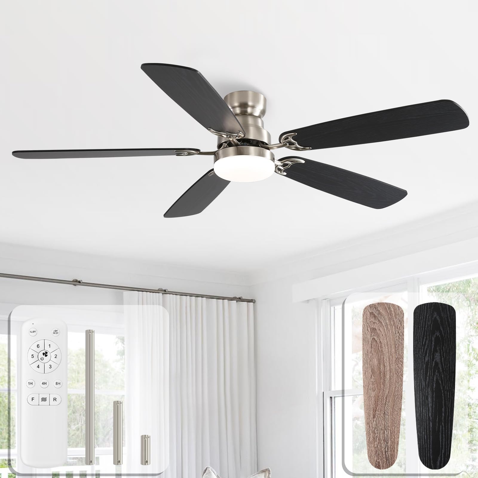 Sofucor Ventilatore da Soffitto con Luce LED 132cm