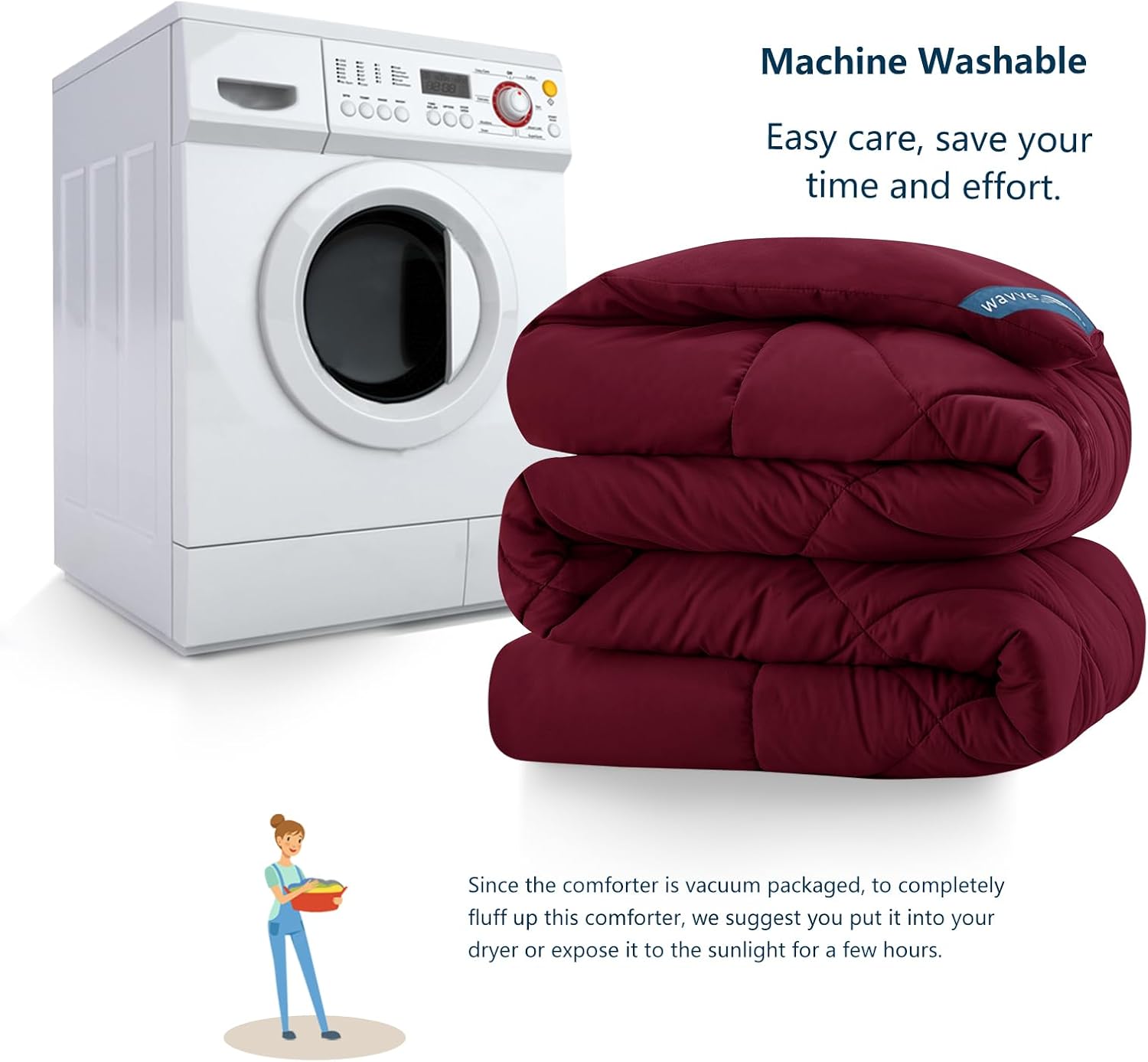 Wavve Piumino Letto Matrimoniale 4 Stagioni 260x240 cm, Bordeaux - immagine 6